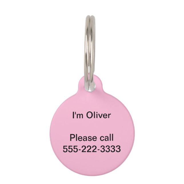 Cotton Candy Solid Colour Pet Tag (Front)