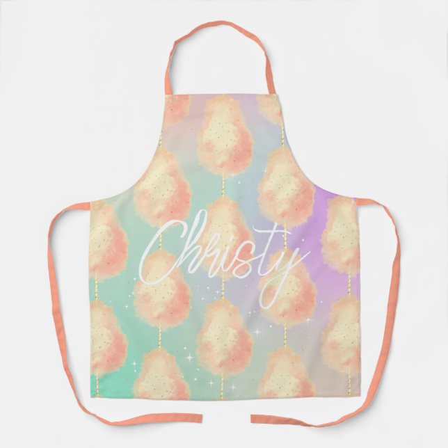 Cotton candy star dust peach teal purple pastel apron (Front)