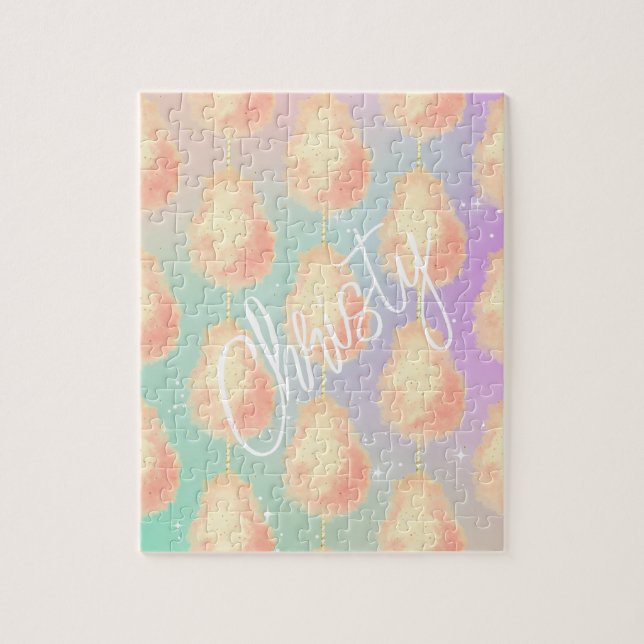 Cotton candy star dust peach teal purple pastel jigsaw puzzle (Vertical)