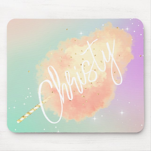 Cotton candy star dust peach teal purple pastel mouse pad (Front)