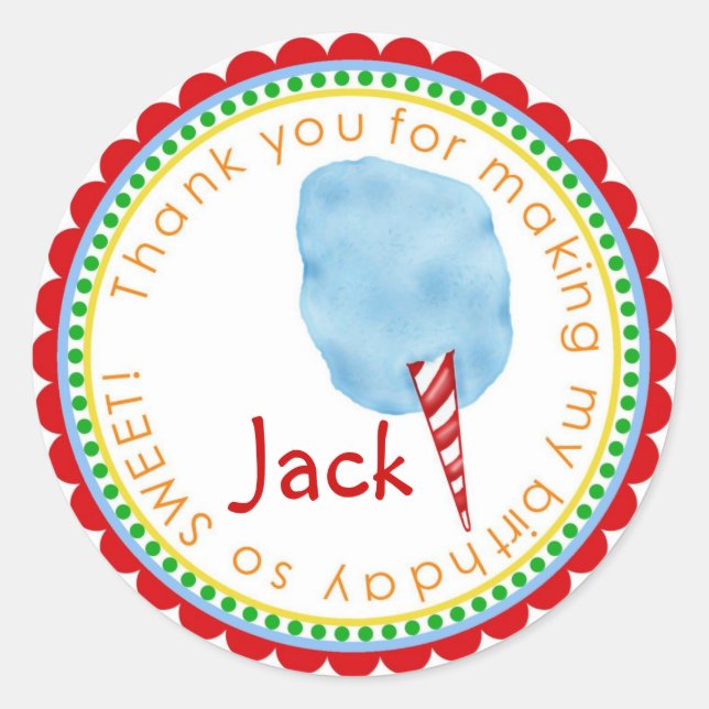 Cotton Candy  Stickers- Blue Classic Round Sticker (Front)