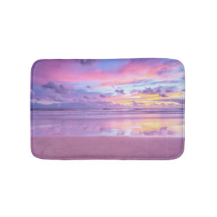 Cotton candy sunrise: beach view. bath mat