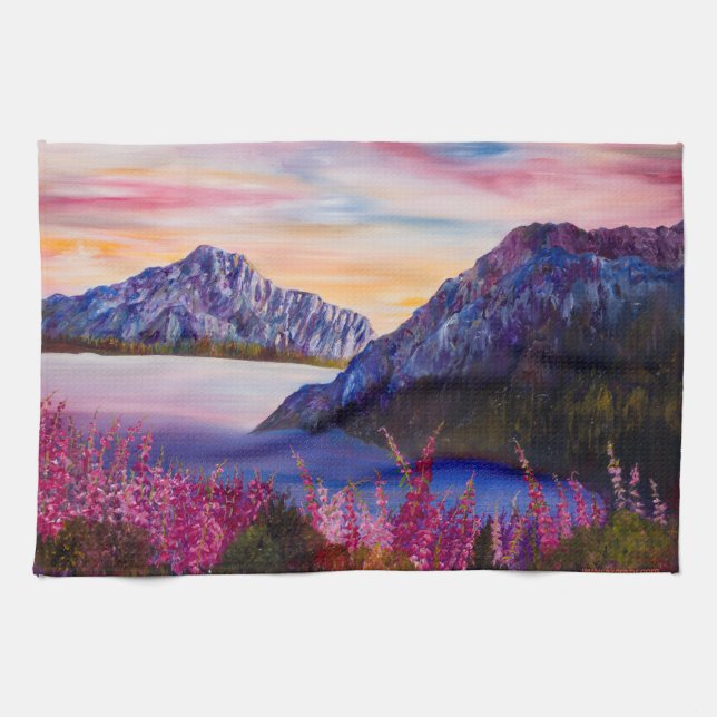 Cotton Candy Sunset Kitchen Towel (Horizontal)