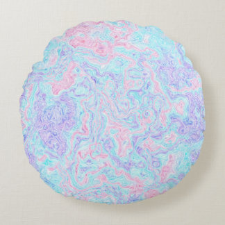 Cotton Candy Swirls Round Pillow