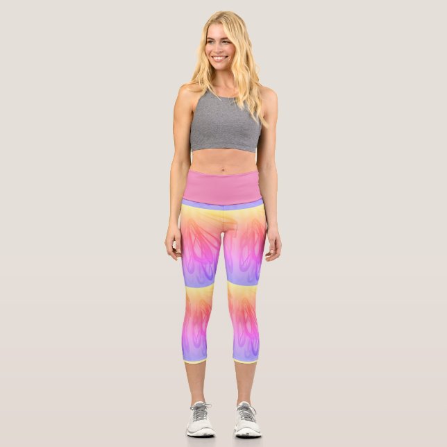 Cotton candy tie dye High Waisted Capris (Front)