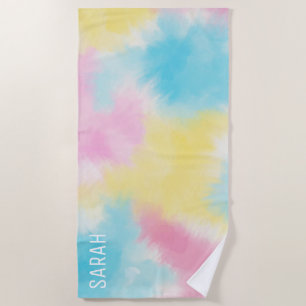 Cotton Candy Tie Dye Pattern Personalized Beach Towel