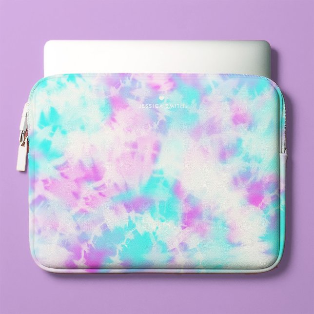 Cotton Candy Tie Dye Pattern Personalized  Laptop Sleeve (Creator Uploaded)