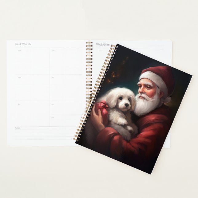 Cotton De Tulear With Santa Claus Christmas Planner (Display)