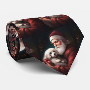 Cotton De Tulear With Santa Claus Christmas Tie