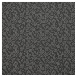 Cotton Fabric black grey floral custom