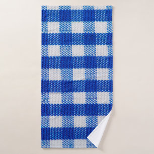 cotton fabric texture blue chequered bath towel