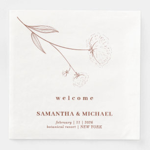 Cotton Floral Terracotta Boho Welcome Wedding Napkin
