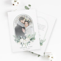 Cotton Flower Arched Frame Wedding Photo