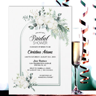Cotton Flower Eucalyptus Arch Bridal Shower Invitation