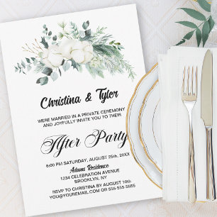 Cotton Flower Eucalyptus Wedding Reception Invitation
