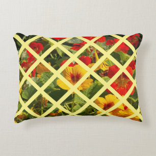 Cotton, flower garden, yellow orange, farmhouse accent pillow