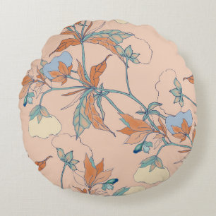 Cotton flowers: graceful peach ornament round pillow