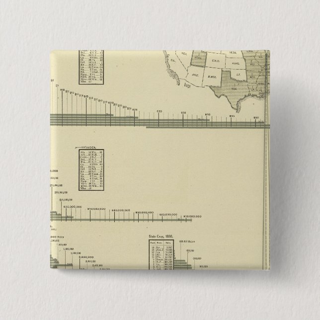 Cotton goods 2 inch square button (Front)