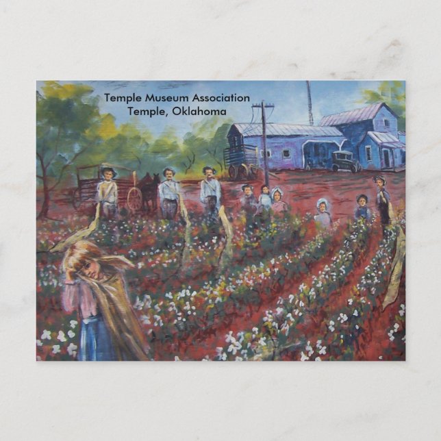 Cotton Pickin' in Oklahoma Postcard (Front)