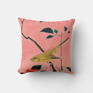 COTTON PILLOW  PERSONALIZED INITIAL JAPANESE BIRD