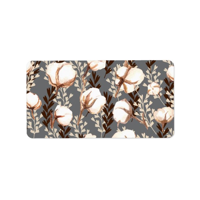 Cotton Plant Pattern Grey Label (Front)