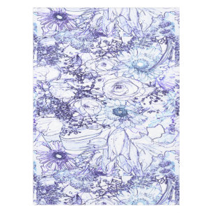 Cotton Table cloth, 52"x70" Blue floral pattern  Tablecloth
