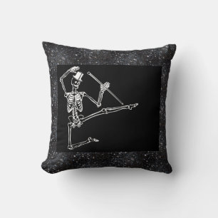 Cotton Throw Pillow, 16" x 16" DANCING SKELETON Pillow