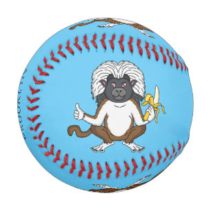 Cotton Top Tamarin monkey cartoon illustration Baseball