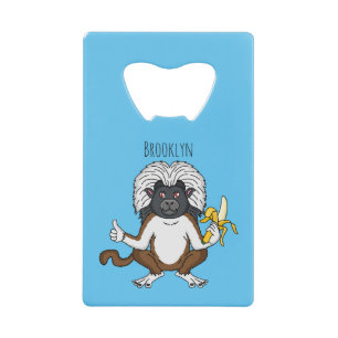 Cotton Top Tamarin monkey cartoon illustration Credit Card Bottle Opener
