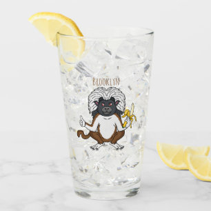Cotton Top Tamarin monkey cartoon illustration Glass