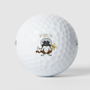 Cotton Top Tamarin monkey cartoon illustration Golf Balls