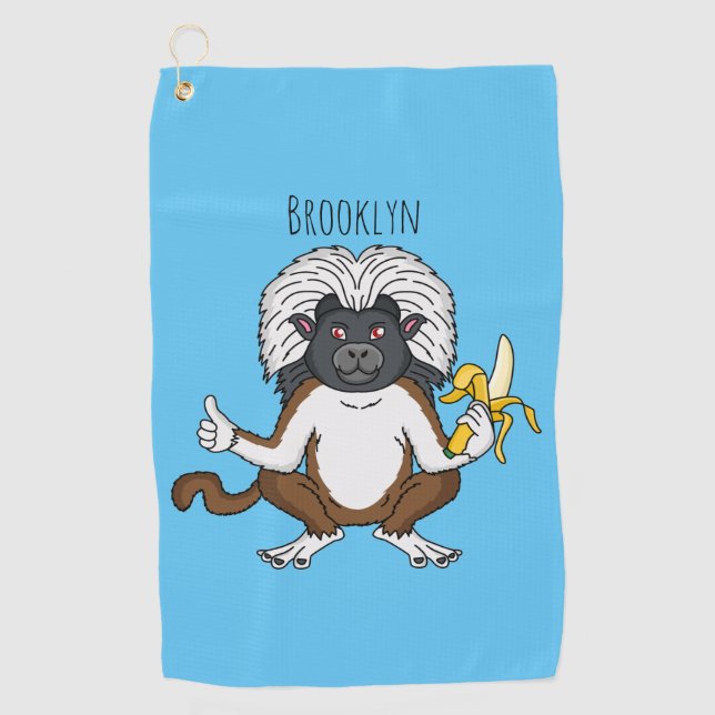 Cotton Top Tamarin monkey cartoon illustration Golf Towel (Front)