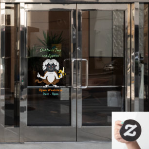 Cotton Top Tamarin monkey cartoon illustration Window Cling