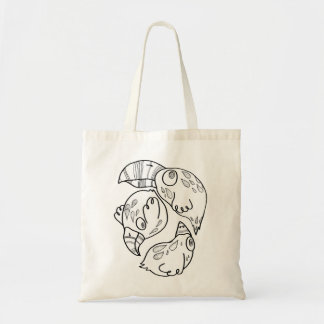 cotton tote bag with design: "psychobirds"