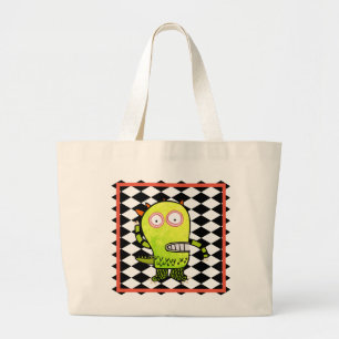 COTTON TOTE BAG WITH HAPPY MONSTER DESIGN