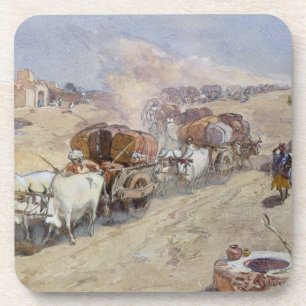 Cotton Transport, India, 1862 (w/c over pencil hei Coaster