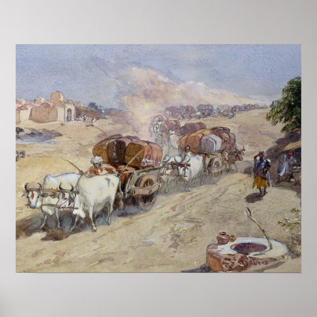 Cotton Transport, India, 1862 (w/c over pencil hei Poster (Front)