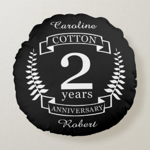 Cotton wedding anniversary 2 years married round pillow