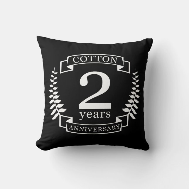 Cotton wedding anniversary 2 years married throw pillow (Front)