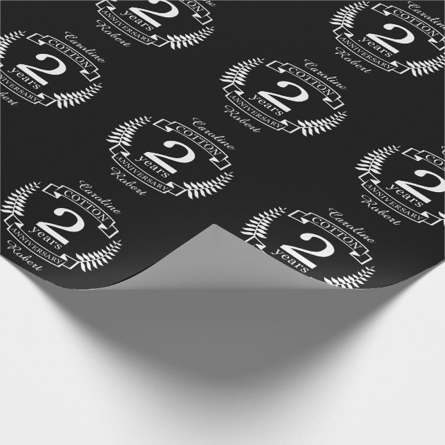 Cotton wedding anniversary 2 years married wrapping paper (Corner)