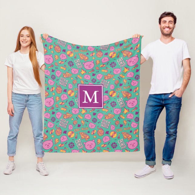 Cottonball Pattern Monogram Fleece Blanket (In Situ)
