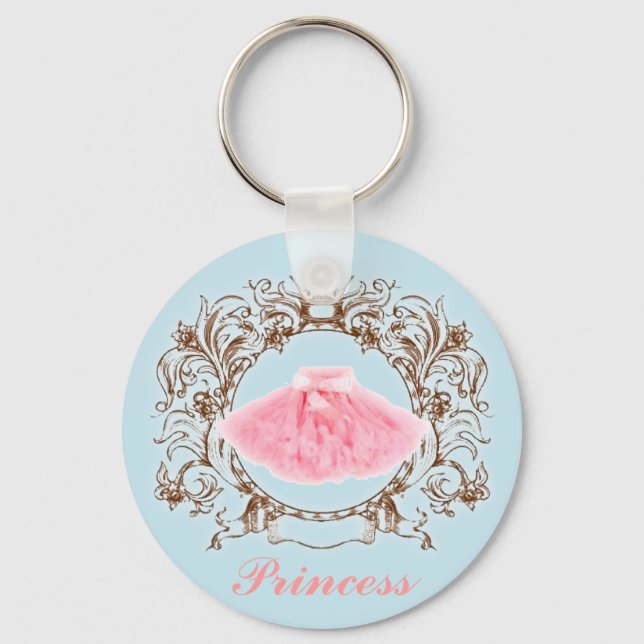 CottonCandy Colour Pink tutu Blue Princess Keychai Keychain (Front)