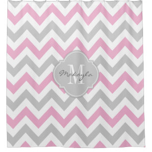 Cottoncandy Pink and Grey Chevron with Monogram