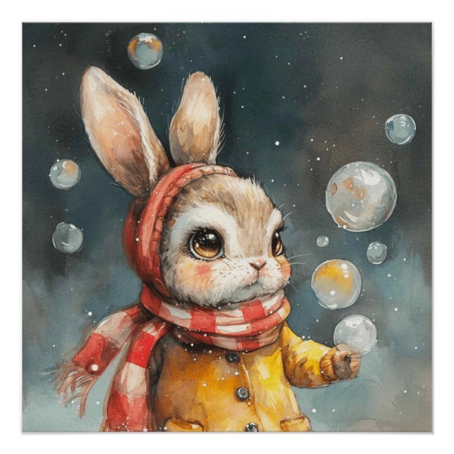 Cottontail Bubbles: A Bit of Whimsy Bunny Poster (Front)