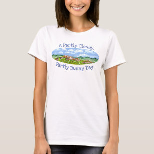 Cottontail Bunny Rabbit Family on Sunny Cloudy Day T-Shirt