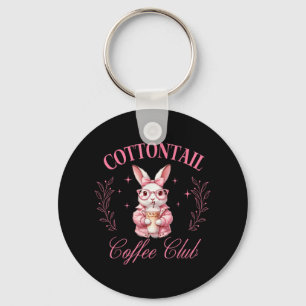 Cottontail Coffee Club Cute Easter Keychain
