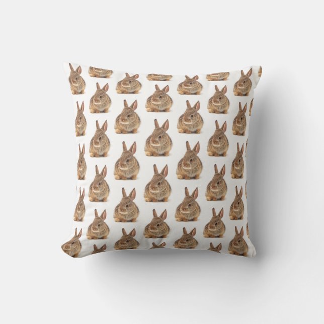 Cottontail Rabbit Throw Pillow (Front)
