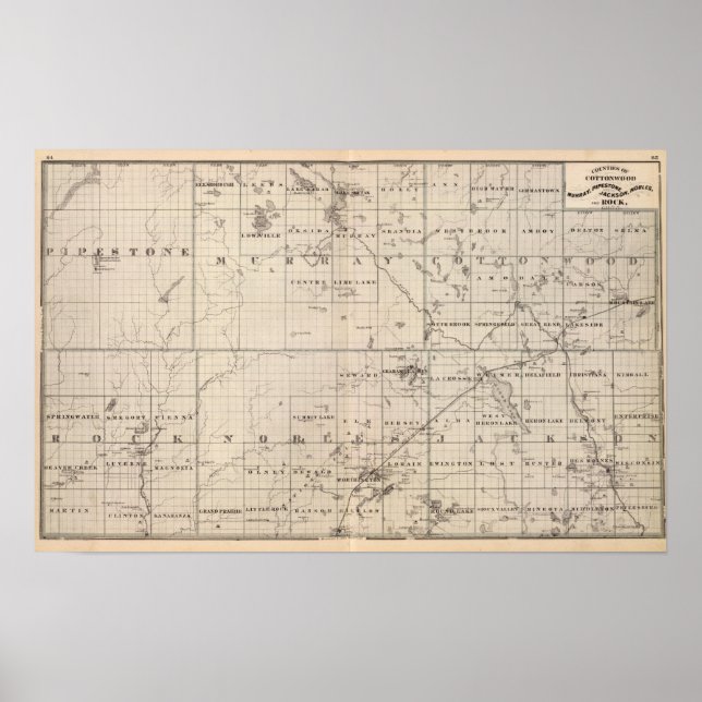 Cottonwood, Murray, Pipestone County, Minnesota Poster (Front)
