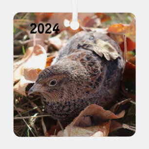 Coturnix Quail in the leaves Metal Ornament