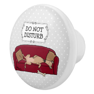 Couch Greyhound (fawn) Dog Lazy Sleeping Funny Ceramic Knob